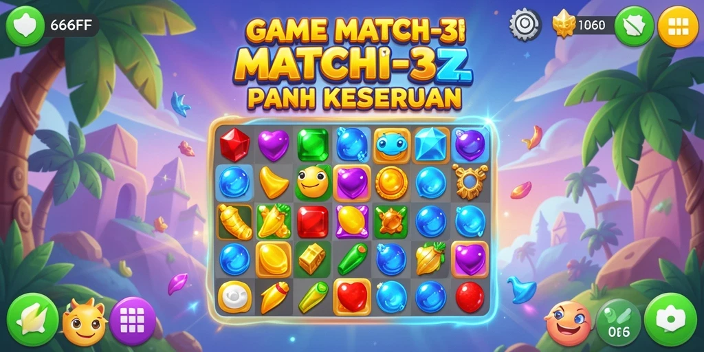 Tampilan gameplay <strong>666FF</strong> dengan elemen Match-3 yang seru.
