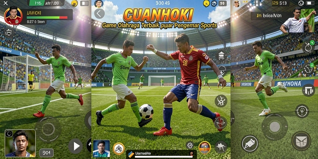 Tampilan gameplay seru dalam CUANHOKI yang menampilkan aksi olahraga.