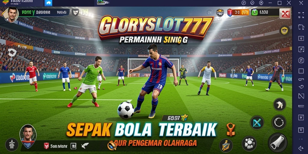 Tampilan gameplay GLORYSLOT777 dengan aksi sepak bola yang mendebarkan.