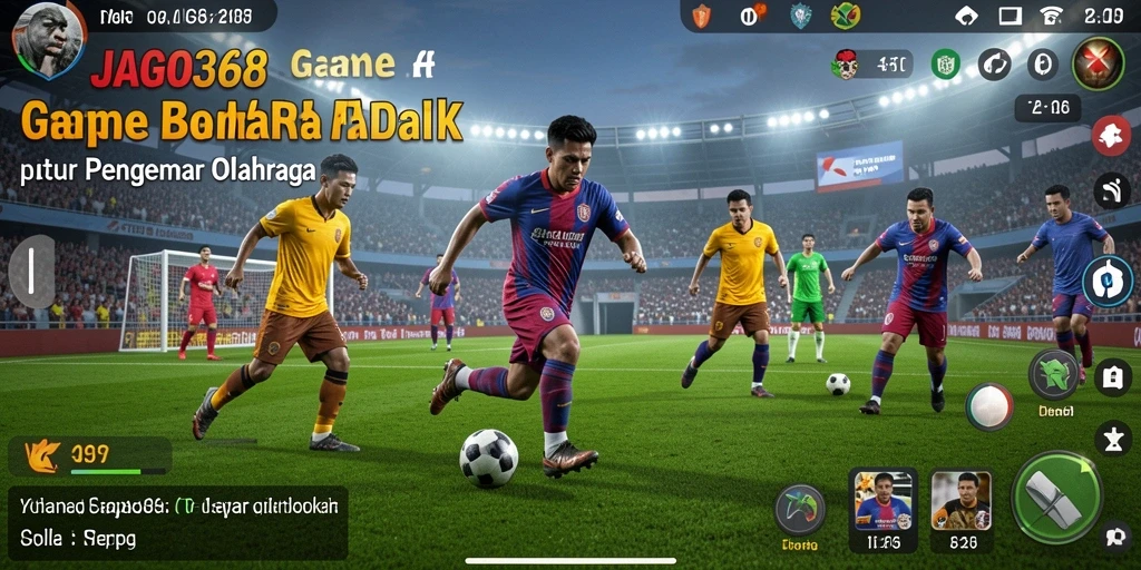 Screenshot gameplay JAGO368 yang menunjukkan aksi di lapangan sepak bola.