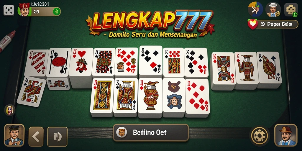 Tampilan layar LENGKAP777 yang menampilkan permainan Domino yang dinamis.