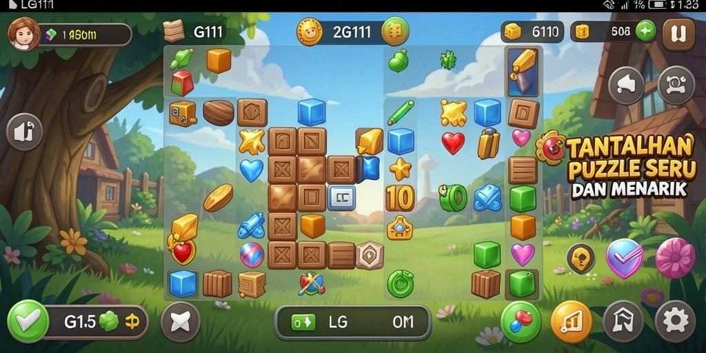Tampilan gameplay puzzle yang menarik dari LG111 dengan berbagai teka-teki menantang.