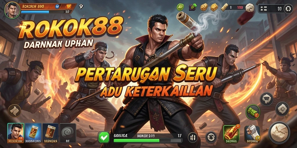 Screenshot utama ROKOK88 yang menunjukkan aksi pertempuran mendebarkan.
