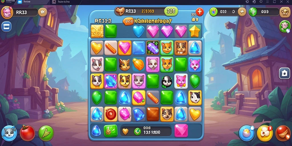 Tangkapan layar utama RR33 menampilkan gameplay Match-3 yang menyenangkan.