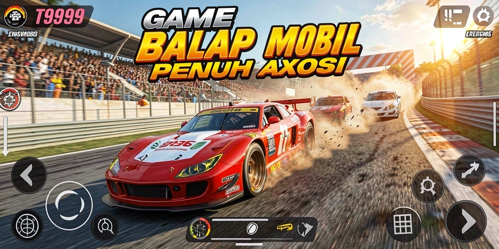 Tampilan gameplay balapan mendebarkan dalam T9999.