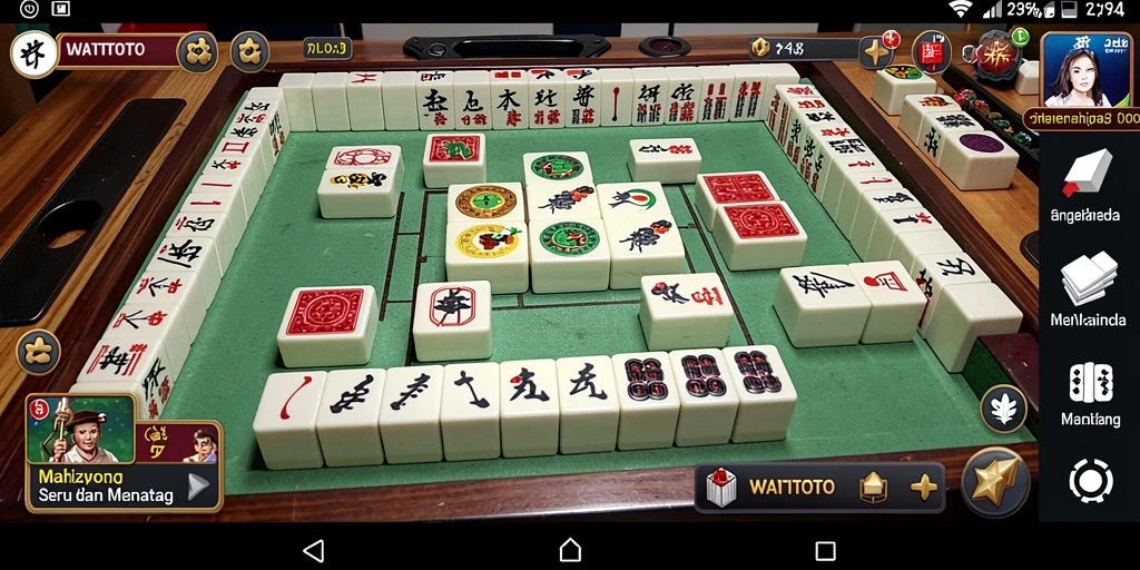 Screenshot permainan WATITOTO menampilkan match ubin Mahjong yang menarik.